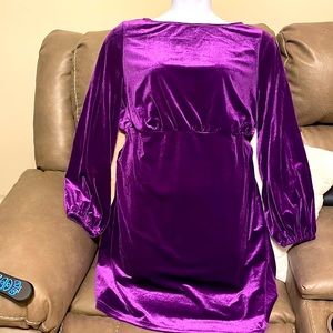 Shein - Plus Velvet Bishop Sleeve Dress
